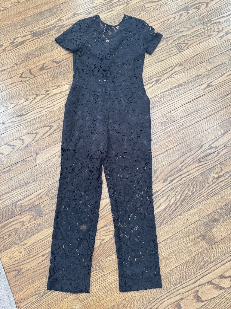 Msgm Milano Back V Lace Jumpsuit Black Size 40 / Small